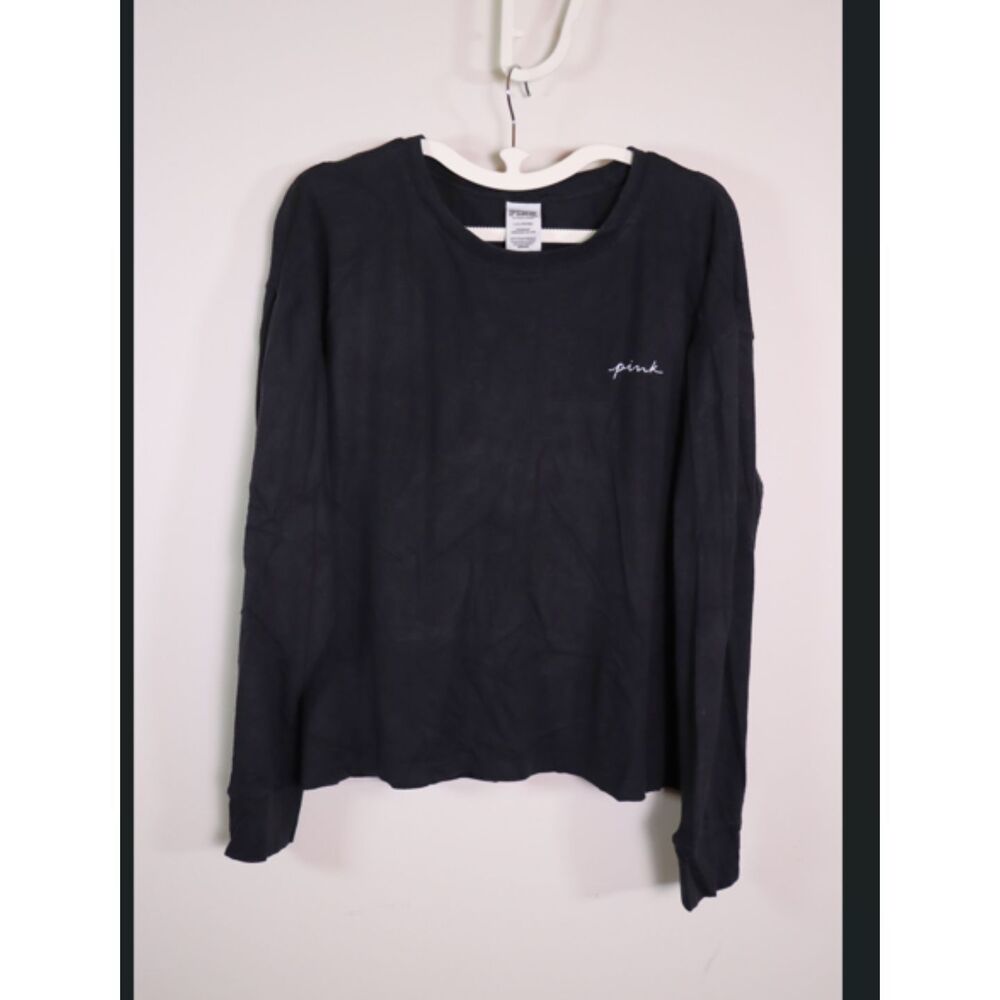 Victoria's Secret Pink Black Long Sleeve Sleepwear Top Pajama Shirt Large